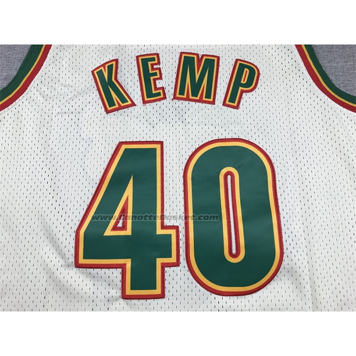 Maglia Seattle Supersonics Shawn Kemp #40 Mitchell & Ness Chainstitch Crema